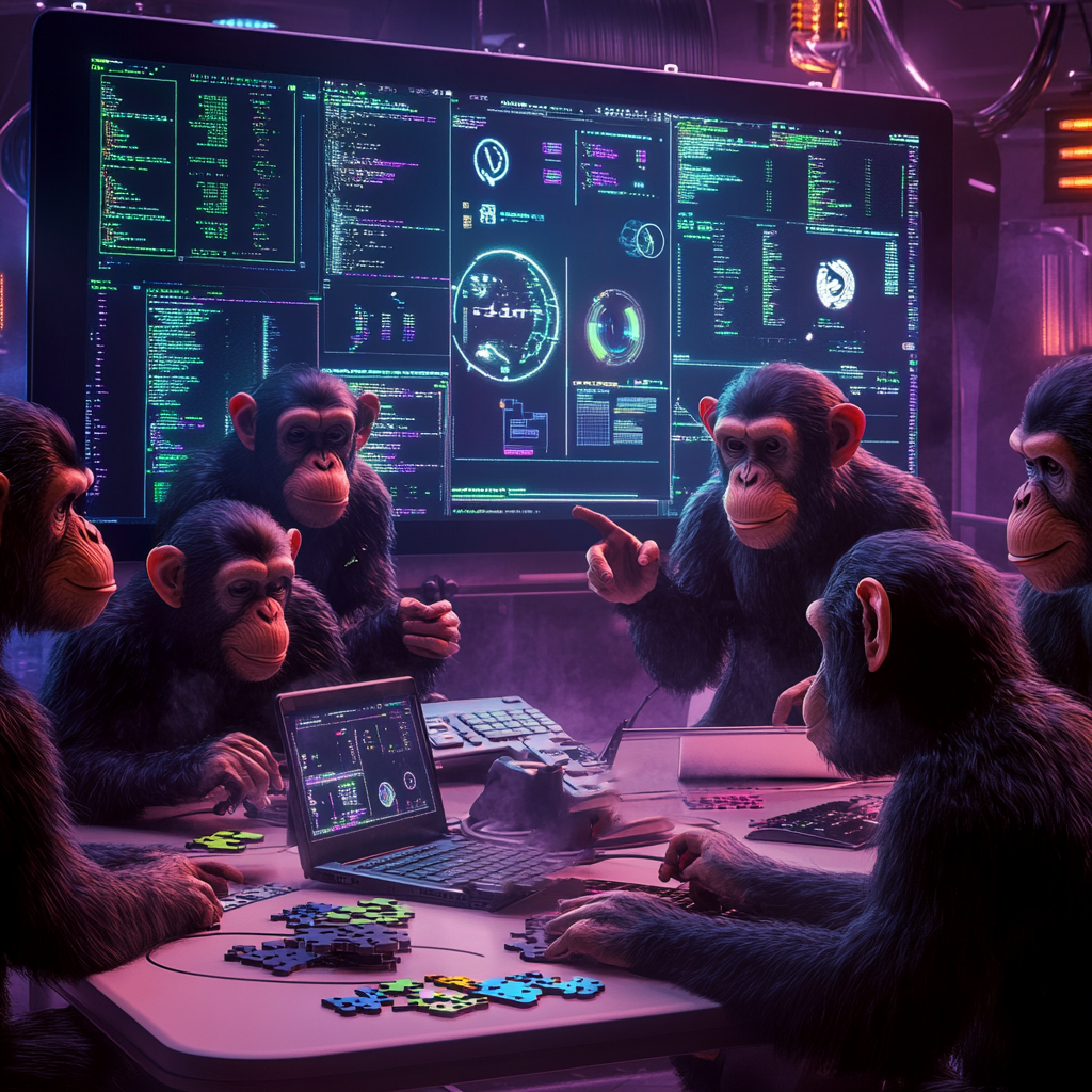 Afbeelding van Monkeys die een website op maat aan het ontwikkelen zijn.